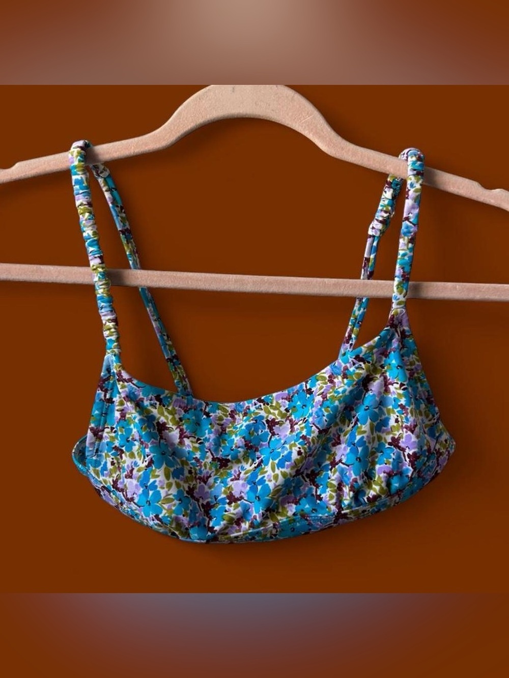 Xhilaration Blue Floral Bikini Top
